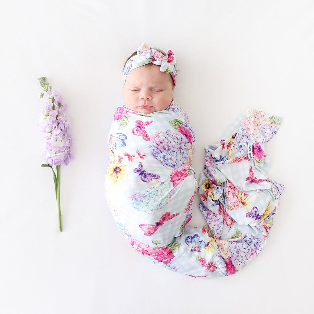 Baby on Nicolette Swaddle Headband Set