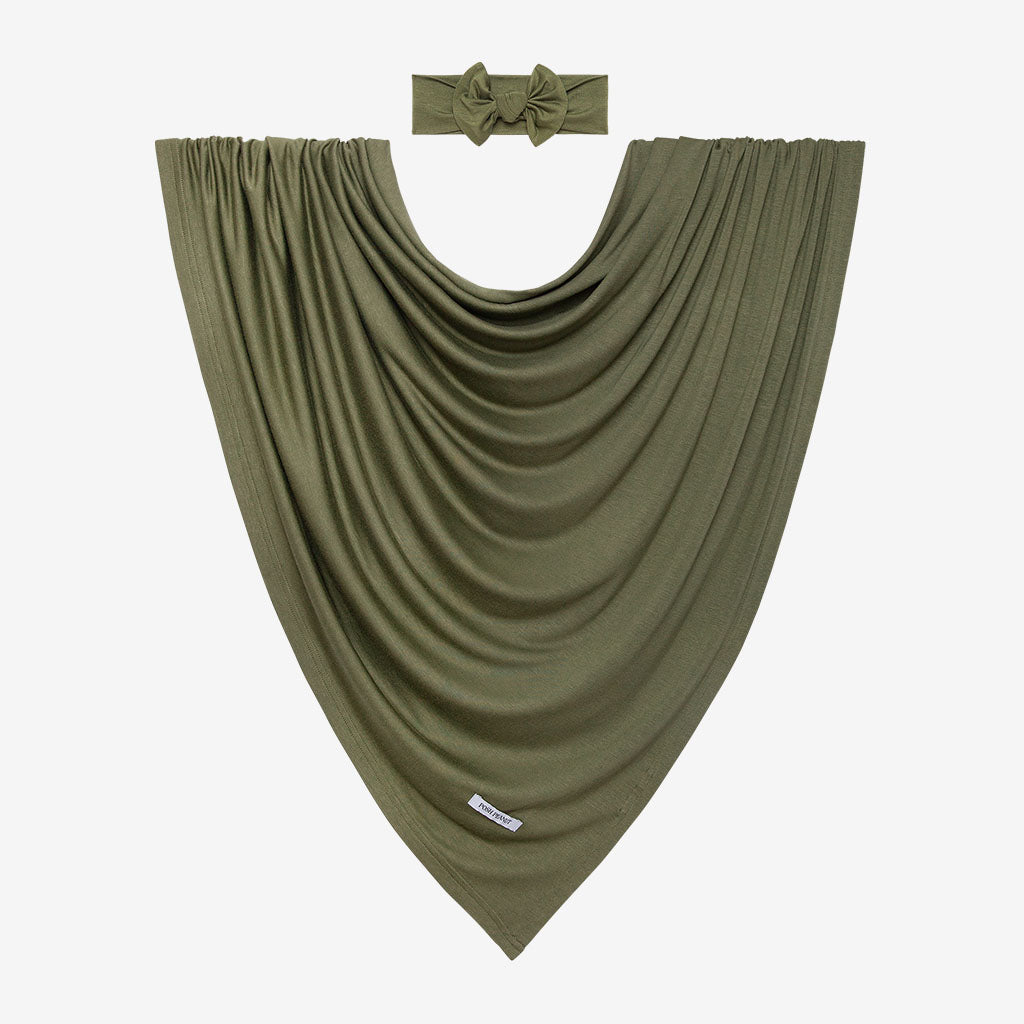 Olive Green Swaddle Headband Set