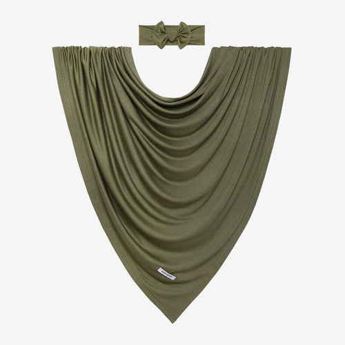 Olive Green Swaddle Headband Set