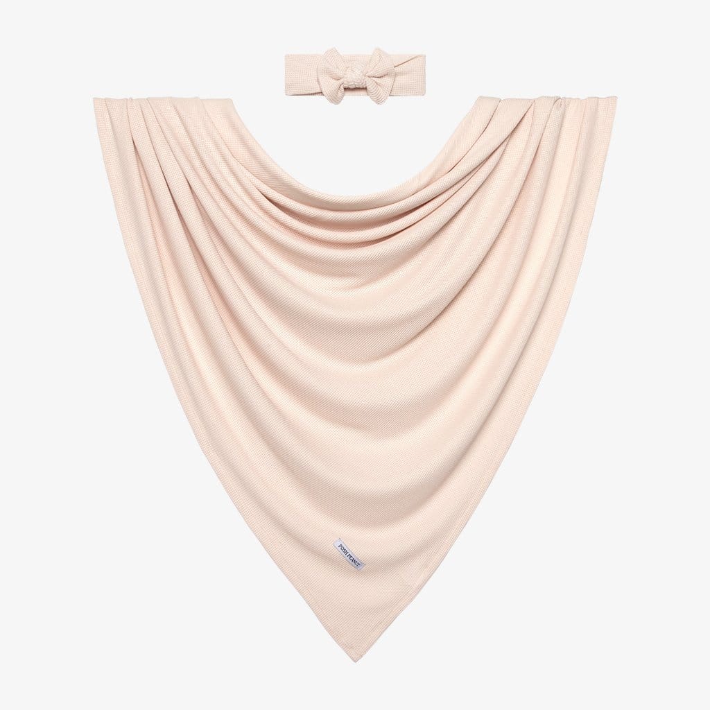 Sandy Blush Waffle Swaddle Headband Set