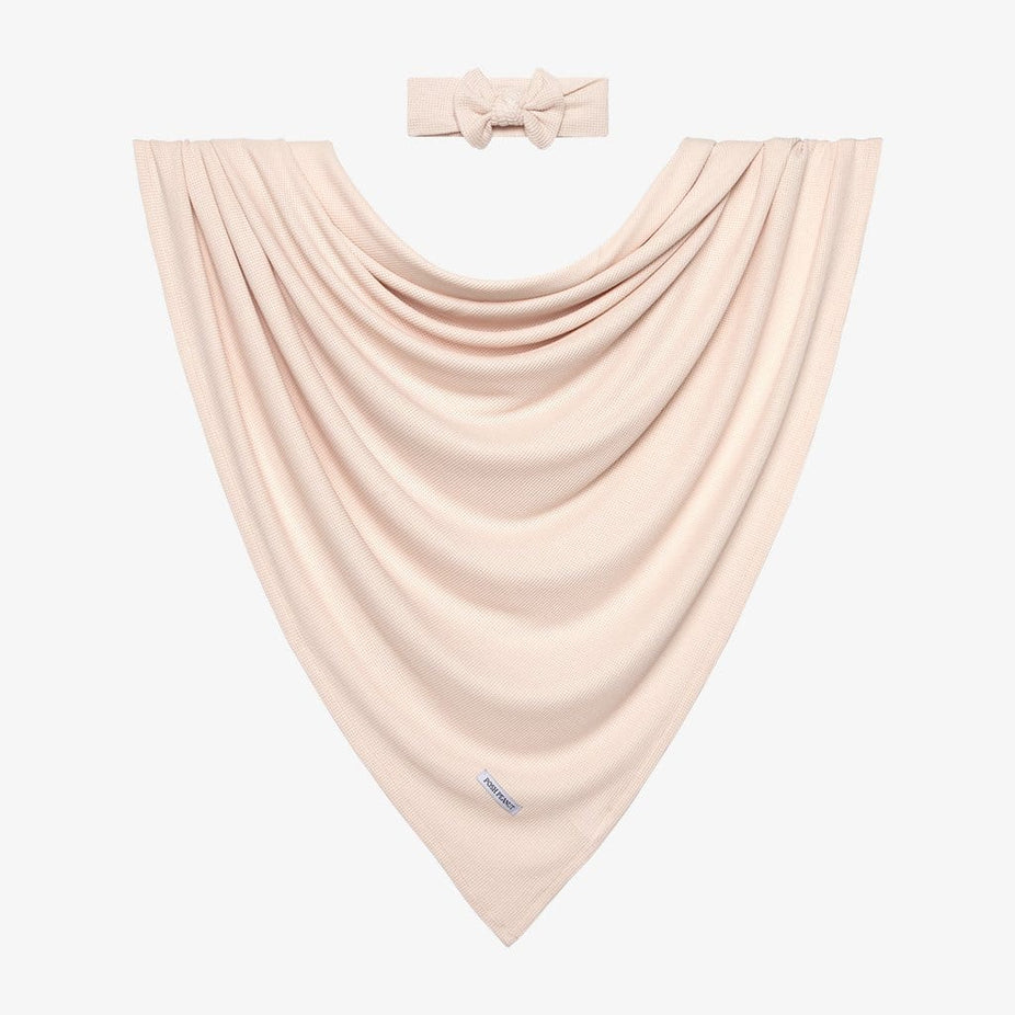 Sandy Blush Waffle Swaddle Headband Set
