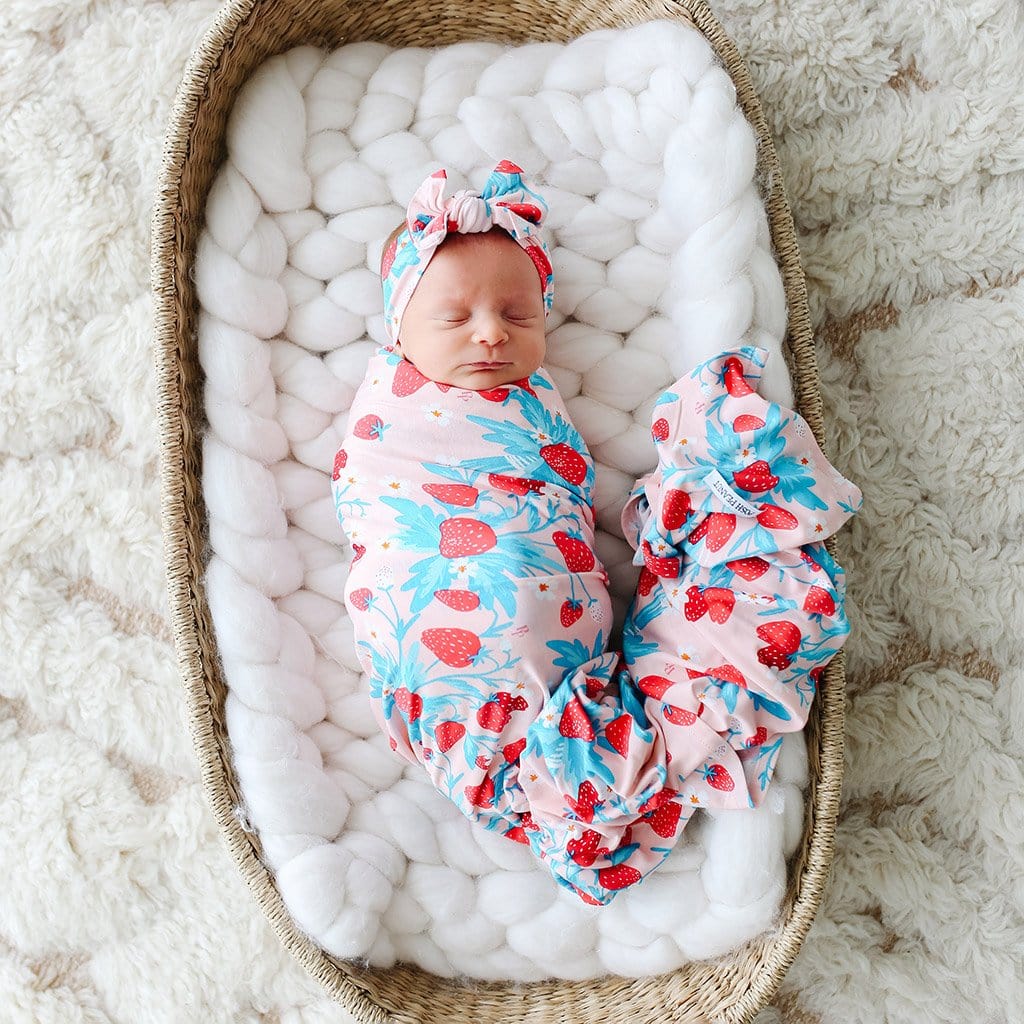 Strawberry Swaddle Headband Set