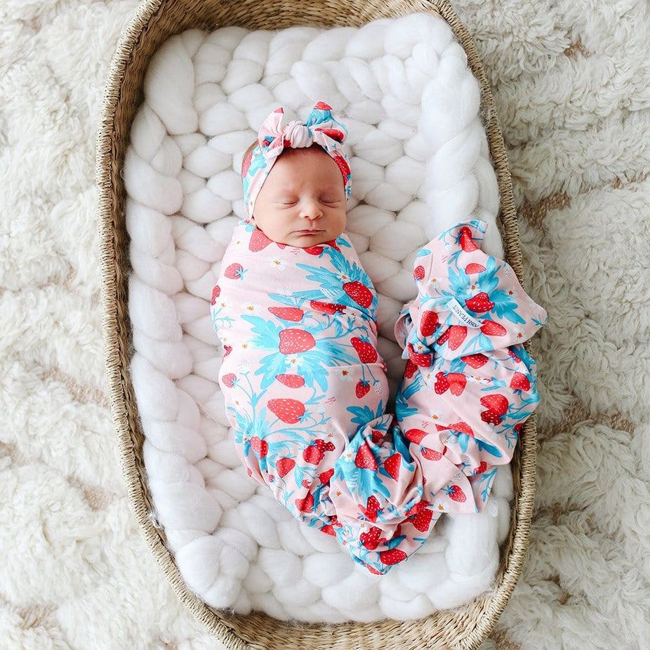Strawberry Swaddle Headband Set