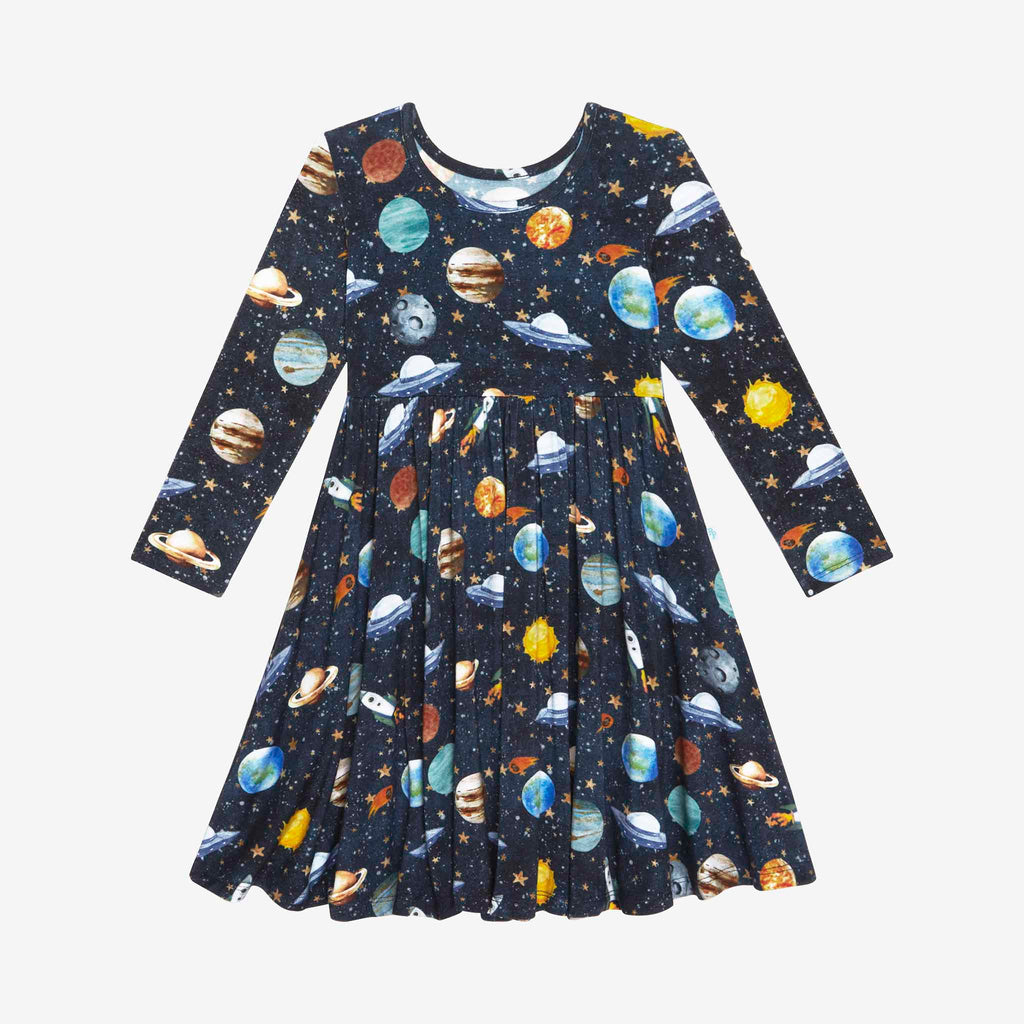 Cosmic Galaxy Long Sleeve Twirl Dress