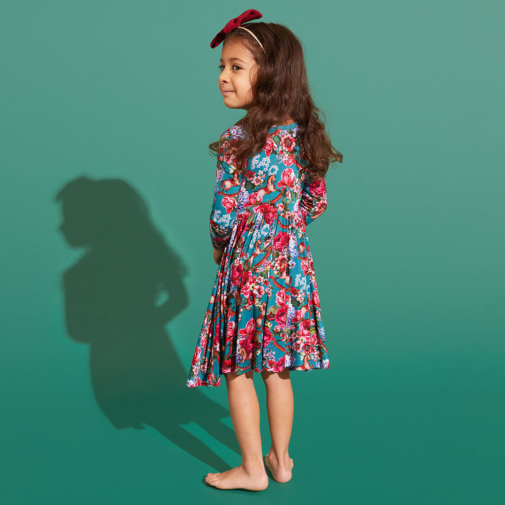 FAO Schwarz® Floral Long Sleeve Twirl Dress
