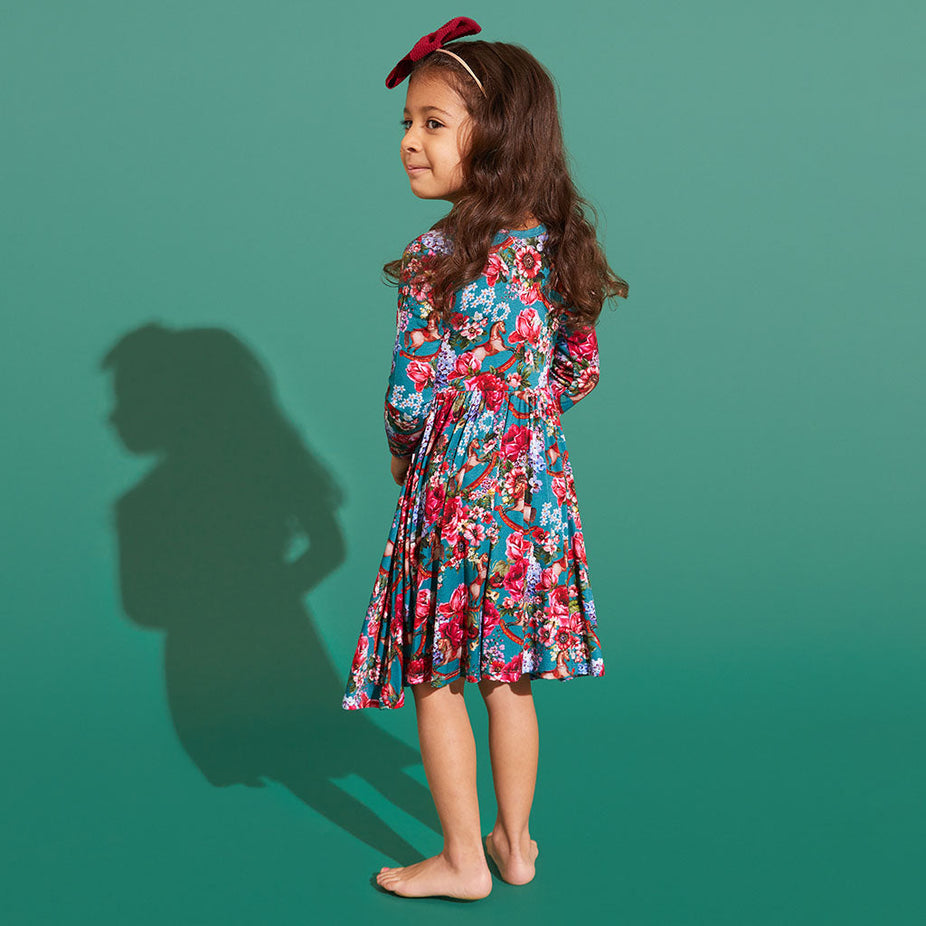 FAO Schwarz® Floral Long Sleeve Twirl Dress