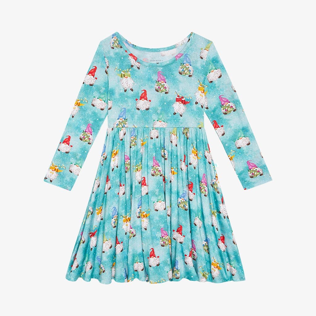 Gnomey Long Sleeve Twirl Dress