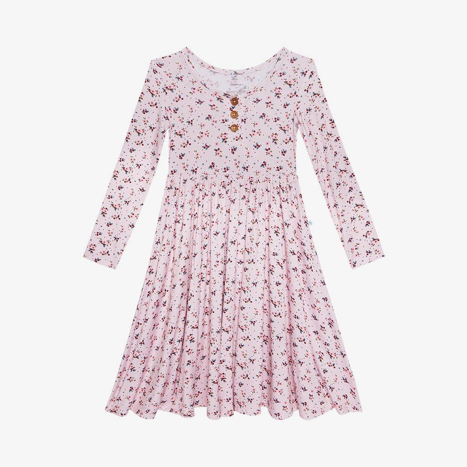 Agnes Long Sleeve Henley Twirl Dress