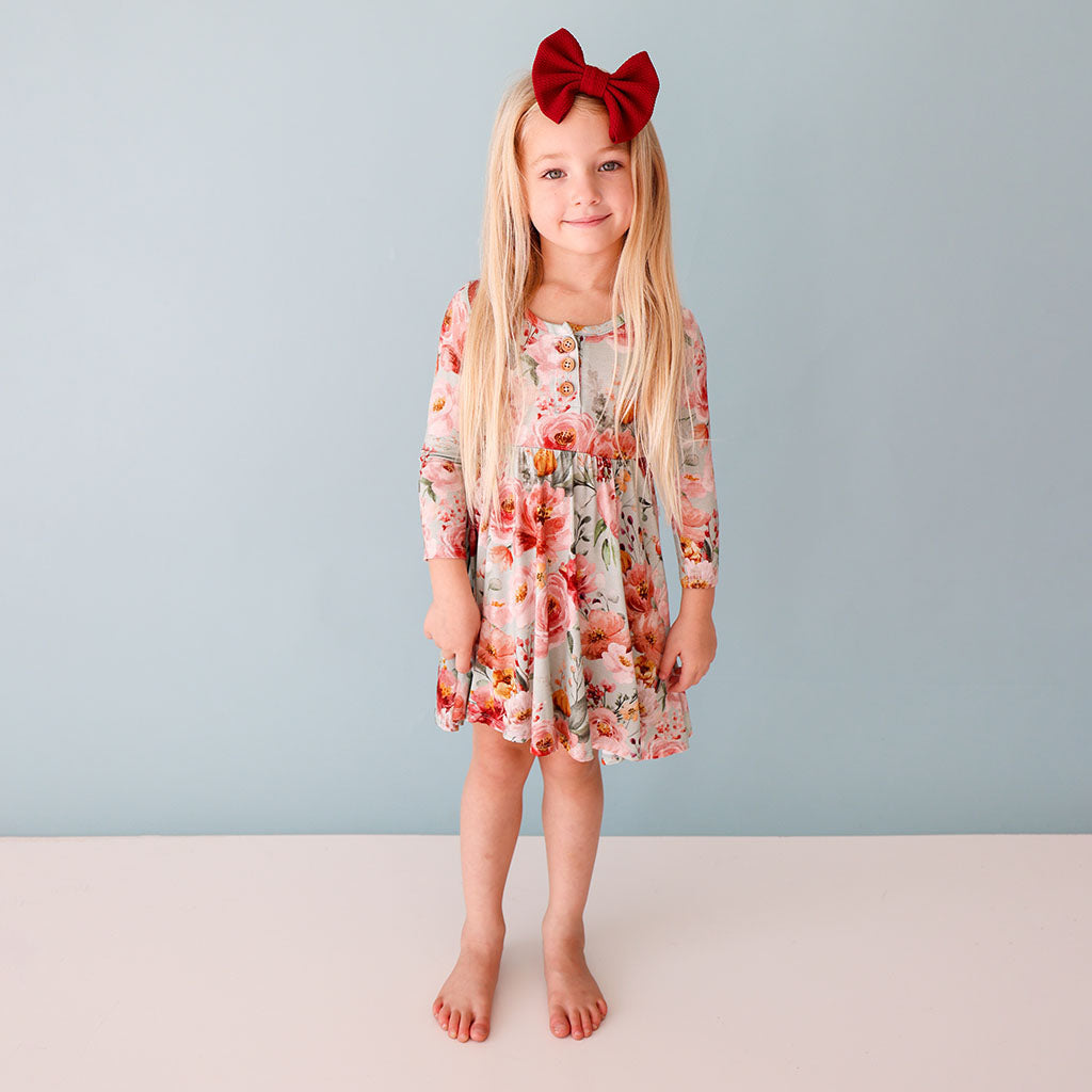 Cheyenne Long Sleeve Henley Twirl Dress