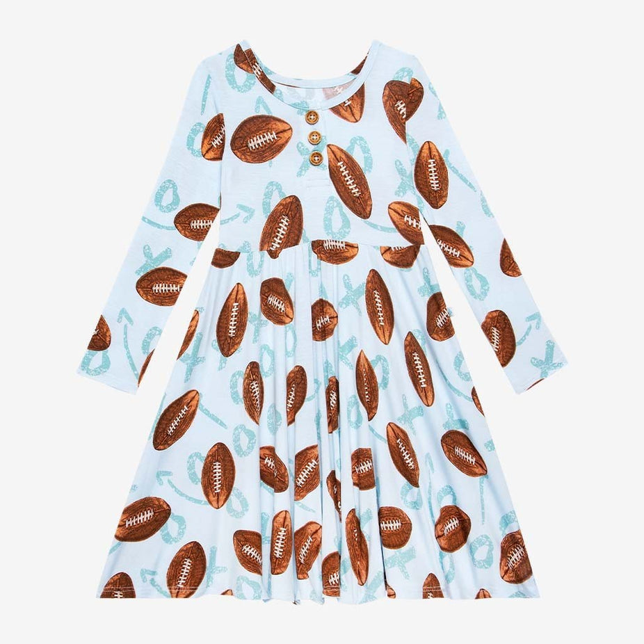 Field Day Long Sleeve Henley Twirl Dress