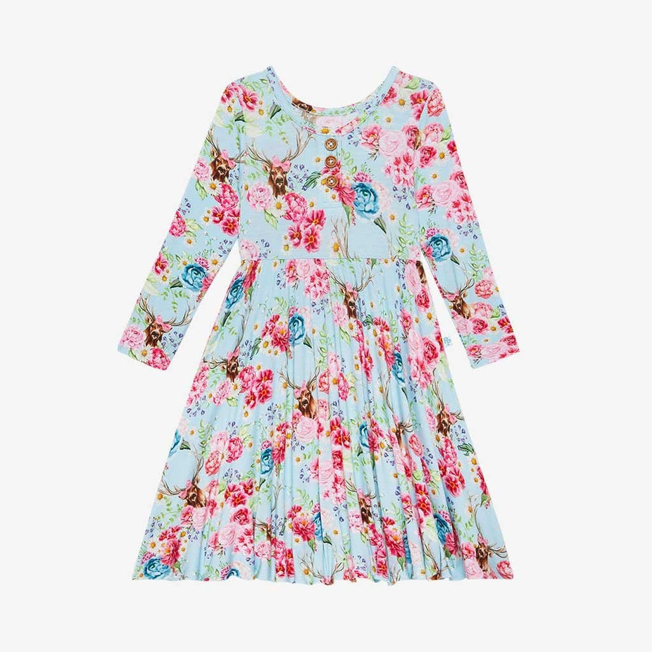 Fawn Long Sleeve Henley Twirl Dress
