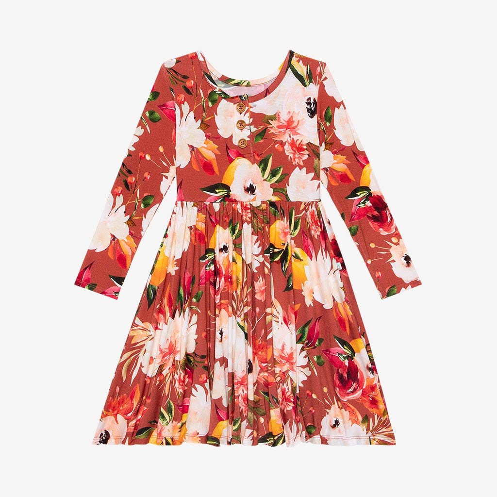 Leonora Long Sleeve Henley Twirl Dress
