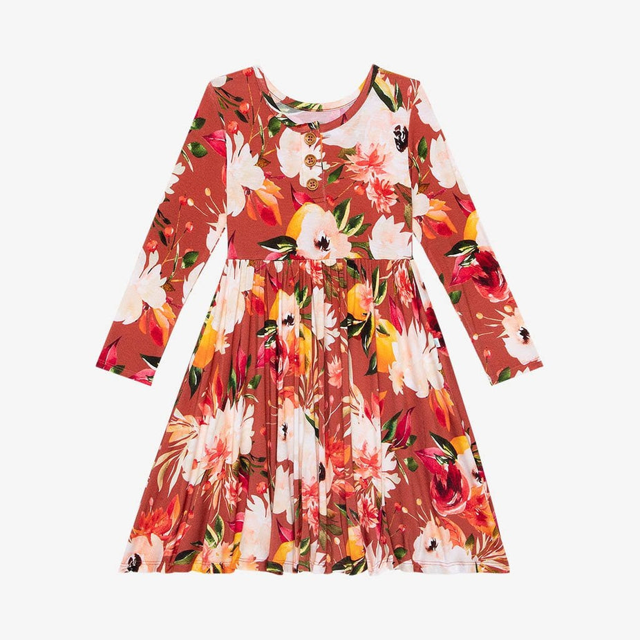 Leonora Long Sleeve Henley Twirl Dress