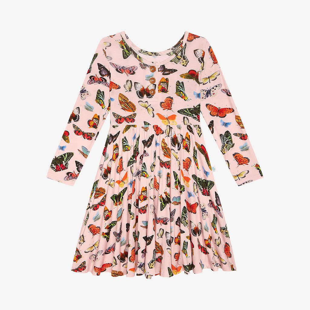Parisa Long Sleeve Henley Twirl Dress