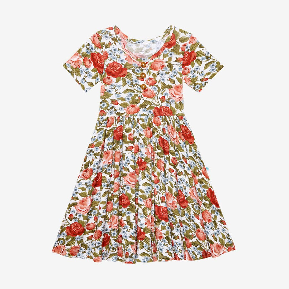 Alma Short Sleeve Henley Twirl Dress
