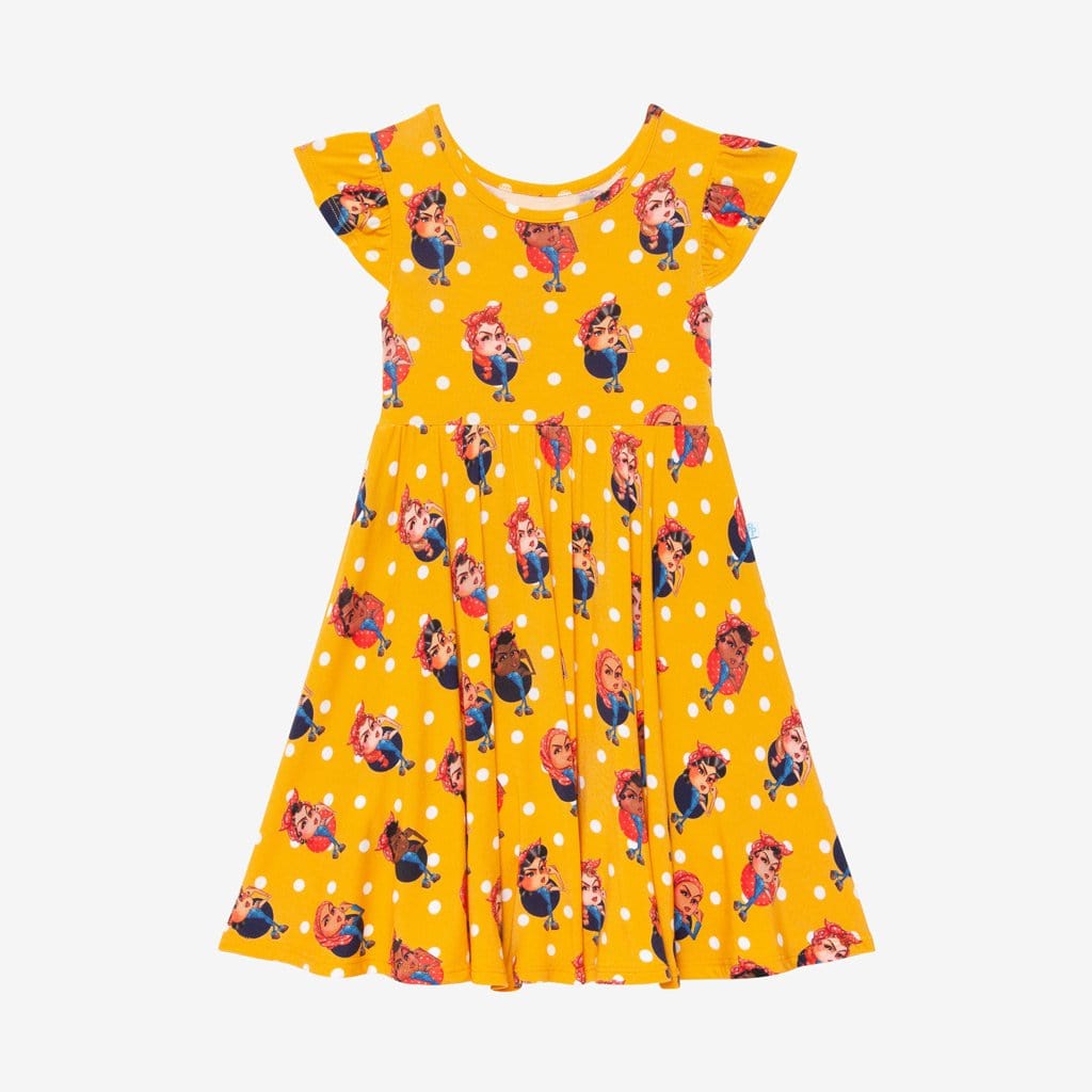 Rosie the Riveters Ruffled Cap Sleeve Twirl Dress
