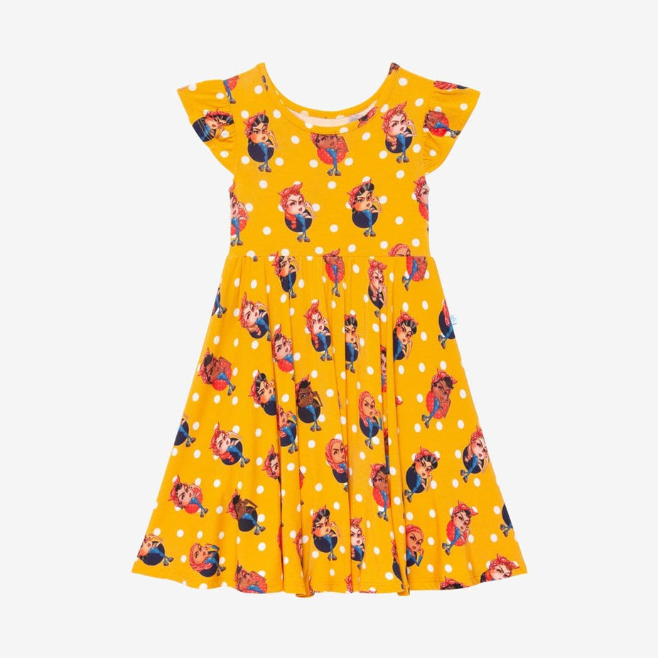 Rosie the Riveters Ruffled Cap Sleeve Twirl Dress