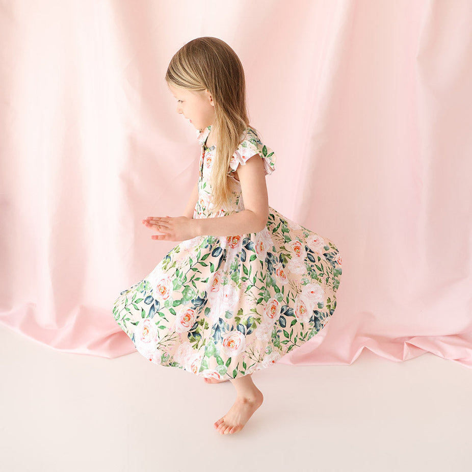 Harper Ruffled Cap Sleeve Henley Twirl Dress