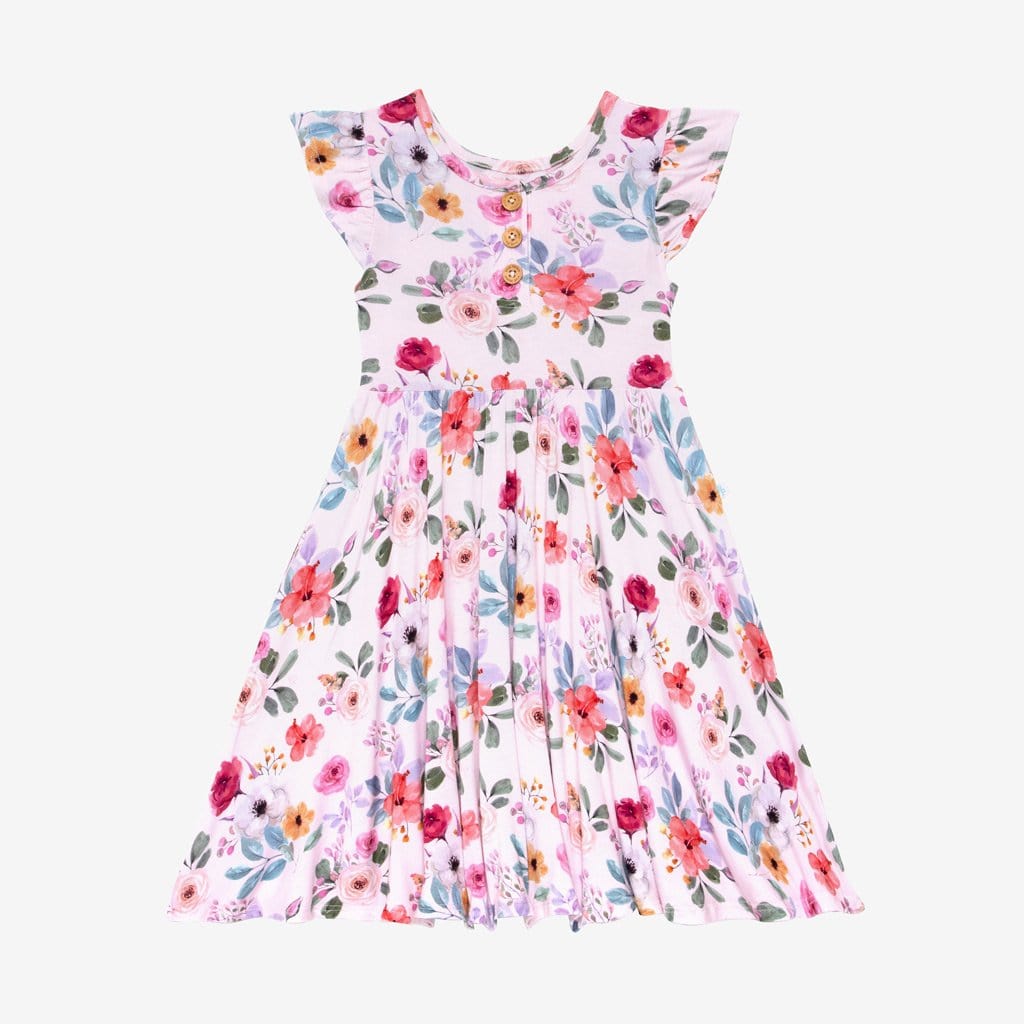 Kimberly Ruffled Cap Sleeve Henley Twirl Dress