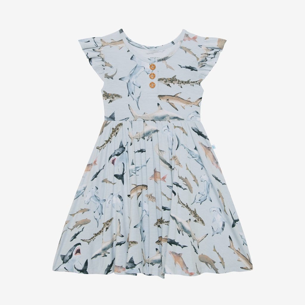 Maverick Ruffled Cap Sleeve Henley Twirl Dress