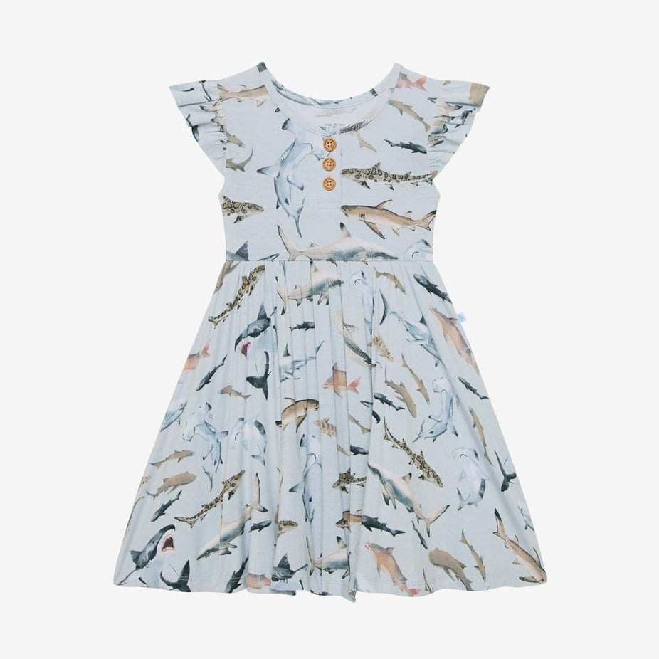 Maverick Ruffled Cap Sleeve Henley Twirl Dress