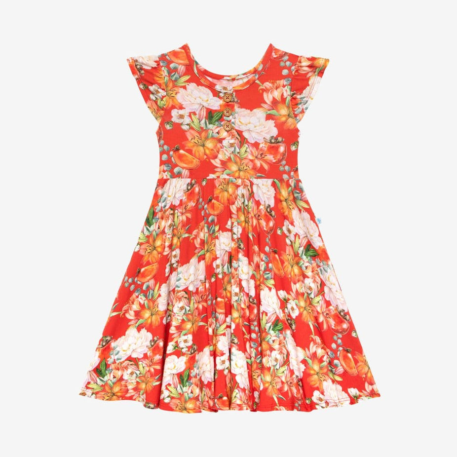 Paulina Ruffled Cap Sleeve Henley Twirl Dress