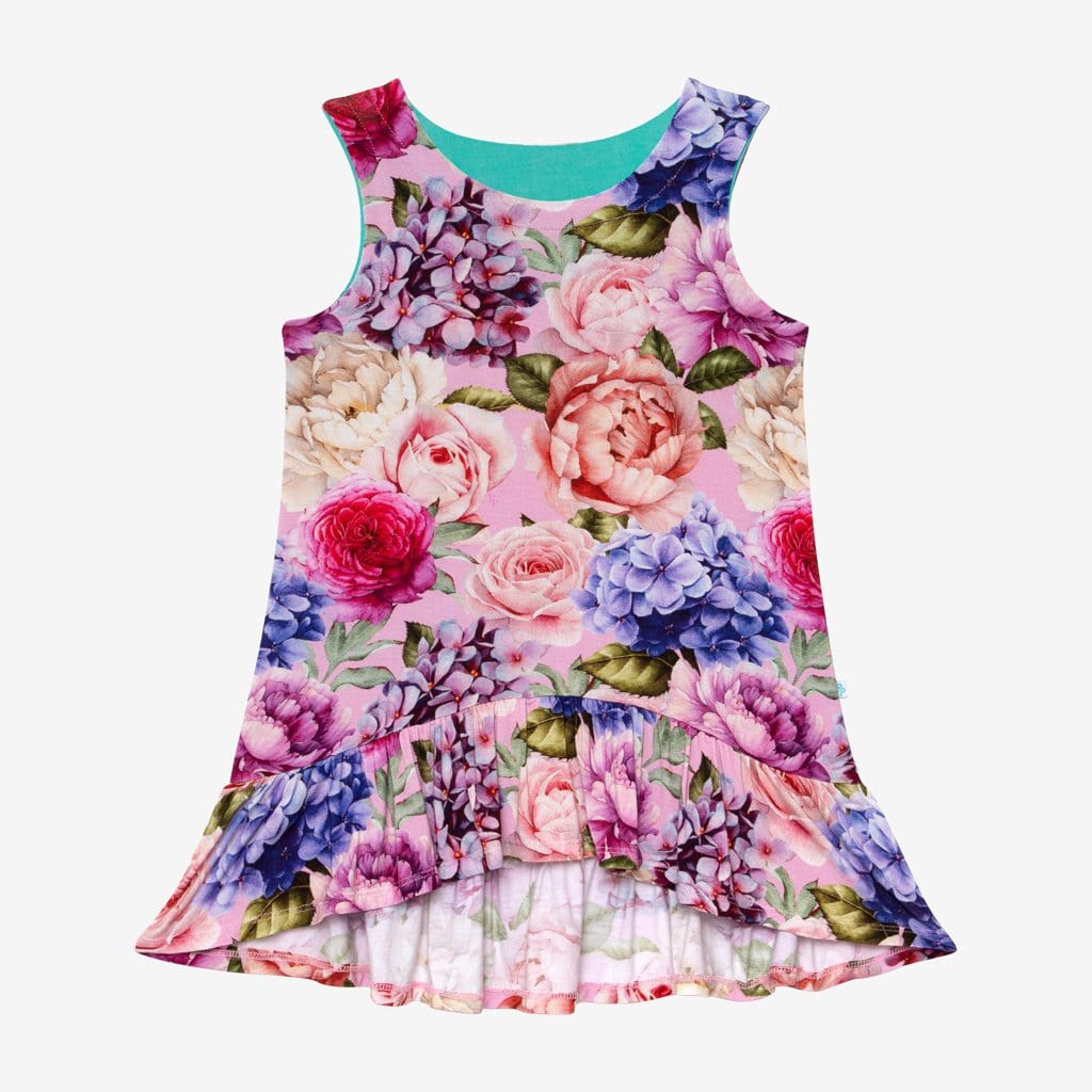 Georgette Sleeveless Hi-Low Dress in floral print