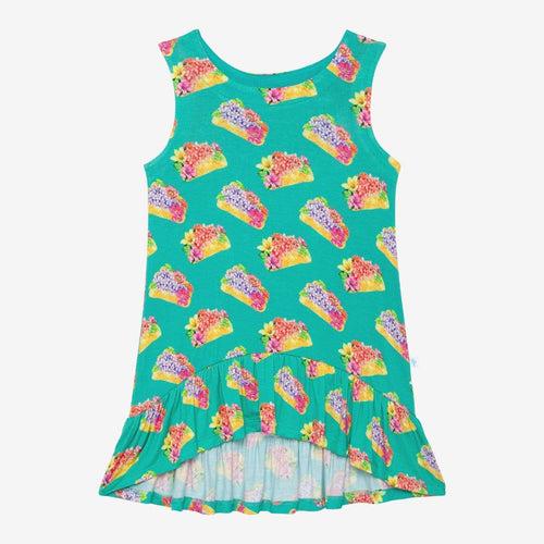 Valentina Sleeveless Hi-Low Dress in flower print