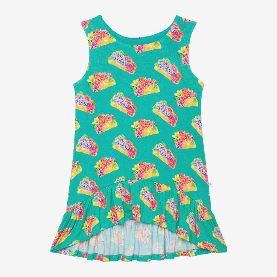 Valentina Sleeveless Hi-Low Dress in flower print