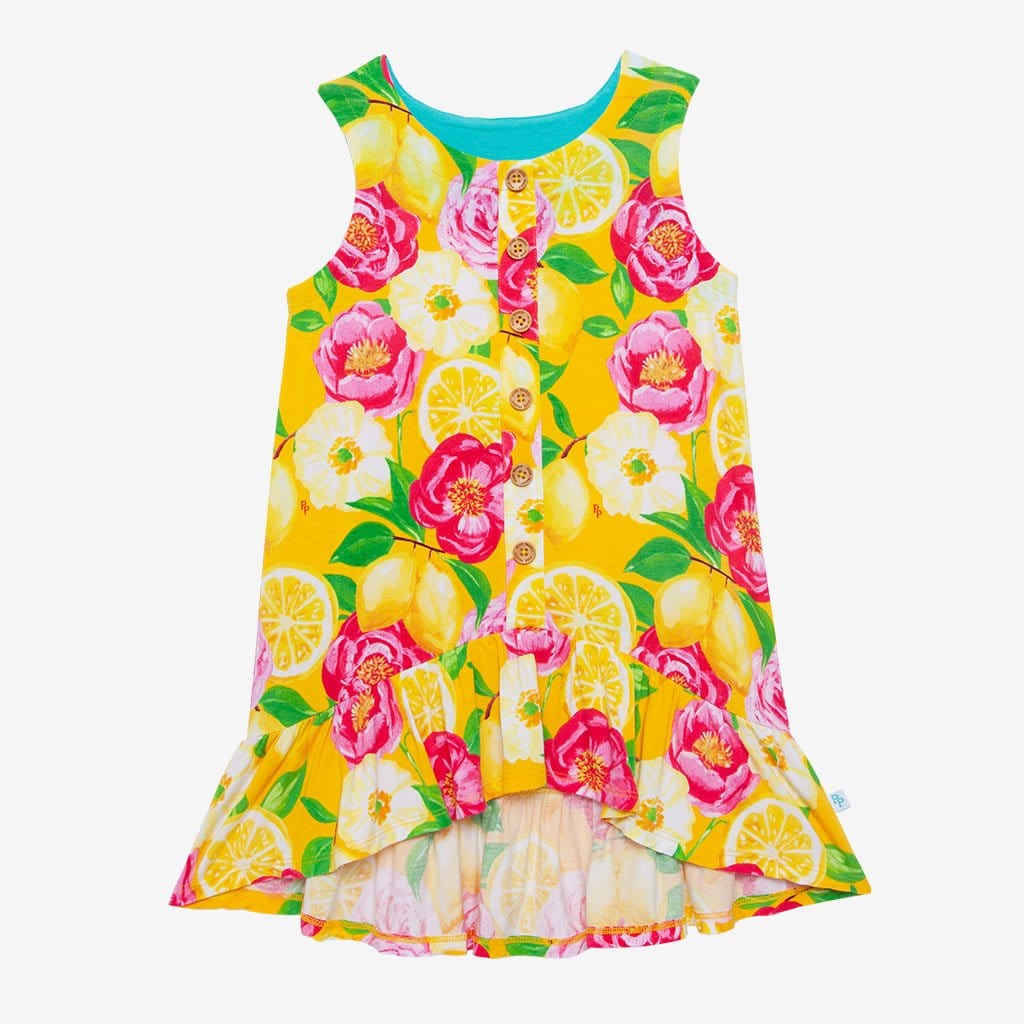 Annika Sleeveless Henley Hi-Low Dress in floral print