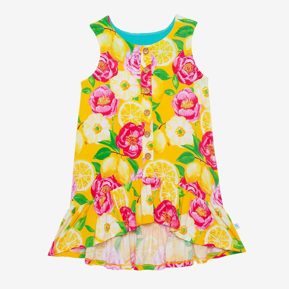Annika Sleeveless Henley Hi-Low Dress in floral print
