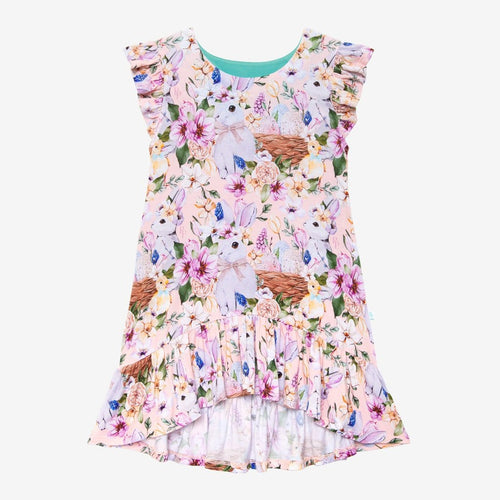 Hazel Ruffled Cap Sleeve Hi-Low Dress
