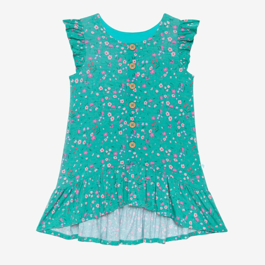 Cassandra Ruffled Cap Sleeve Henley Hi-Low Dress