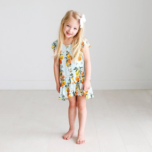 Mirabella Ruffled Cap Sleeve Henley Hi-Low Dress