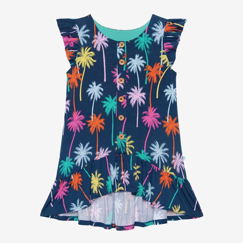 Palmer Ruffled Cap Sleeve Henley Hi-Low Dress