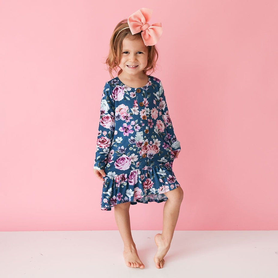 Keisha Long Sleeve Henley Hi-Low Dress