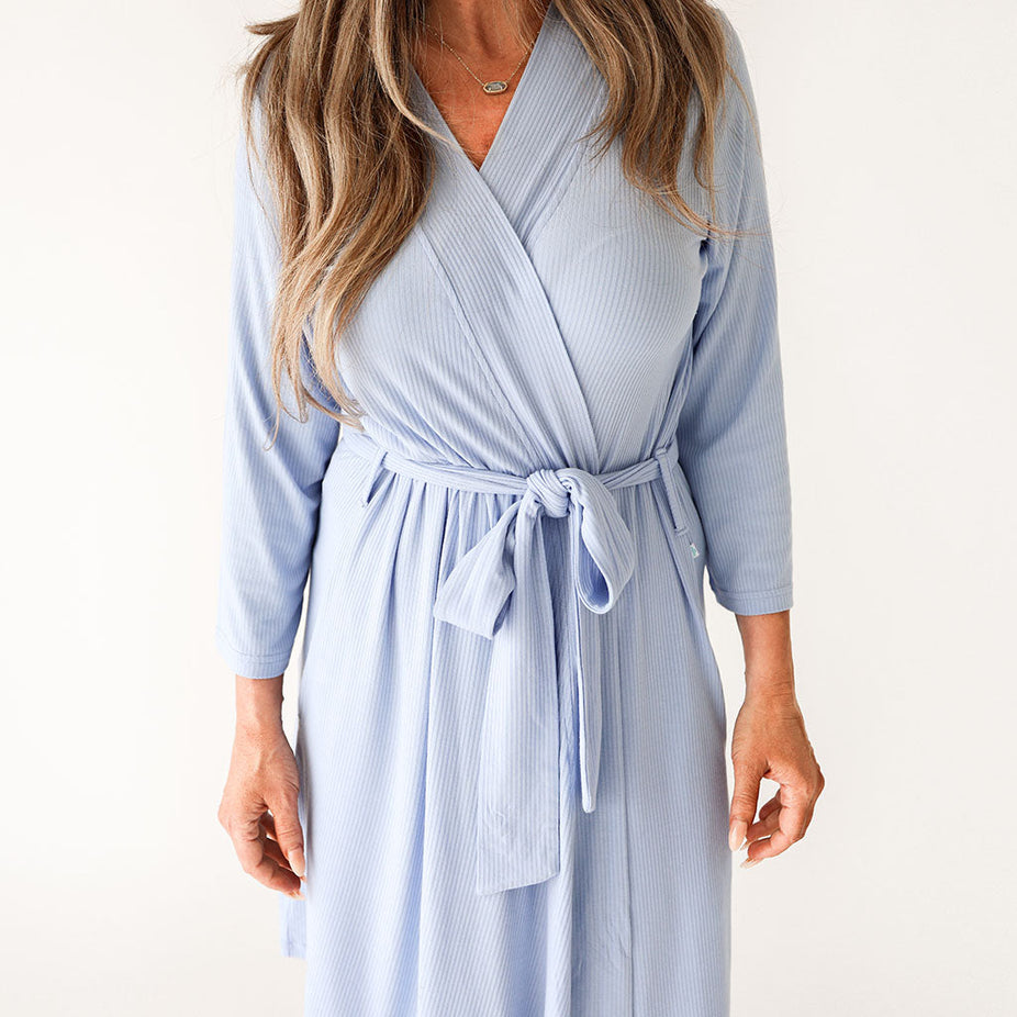 Powder Blue Ribbed Robe