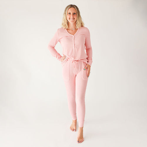 Fall Rose Waffle Women's Long Sleeve Loungewear