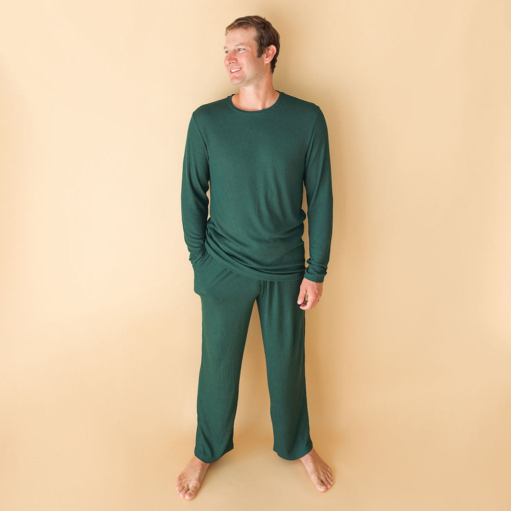 Hunter Green Waffle Men's Long Sleeve Loungewear