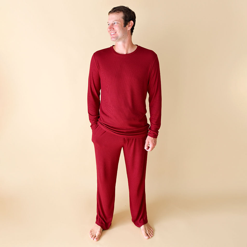 Maroon Waffle Men's Long Sleeve Loungewear