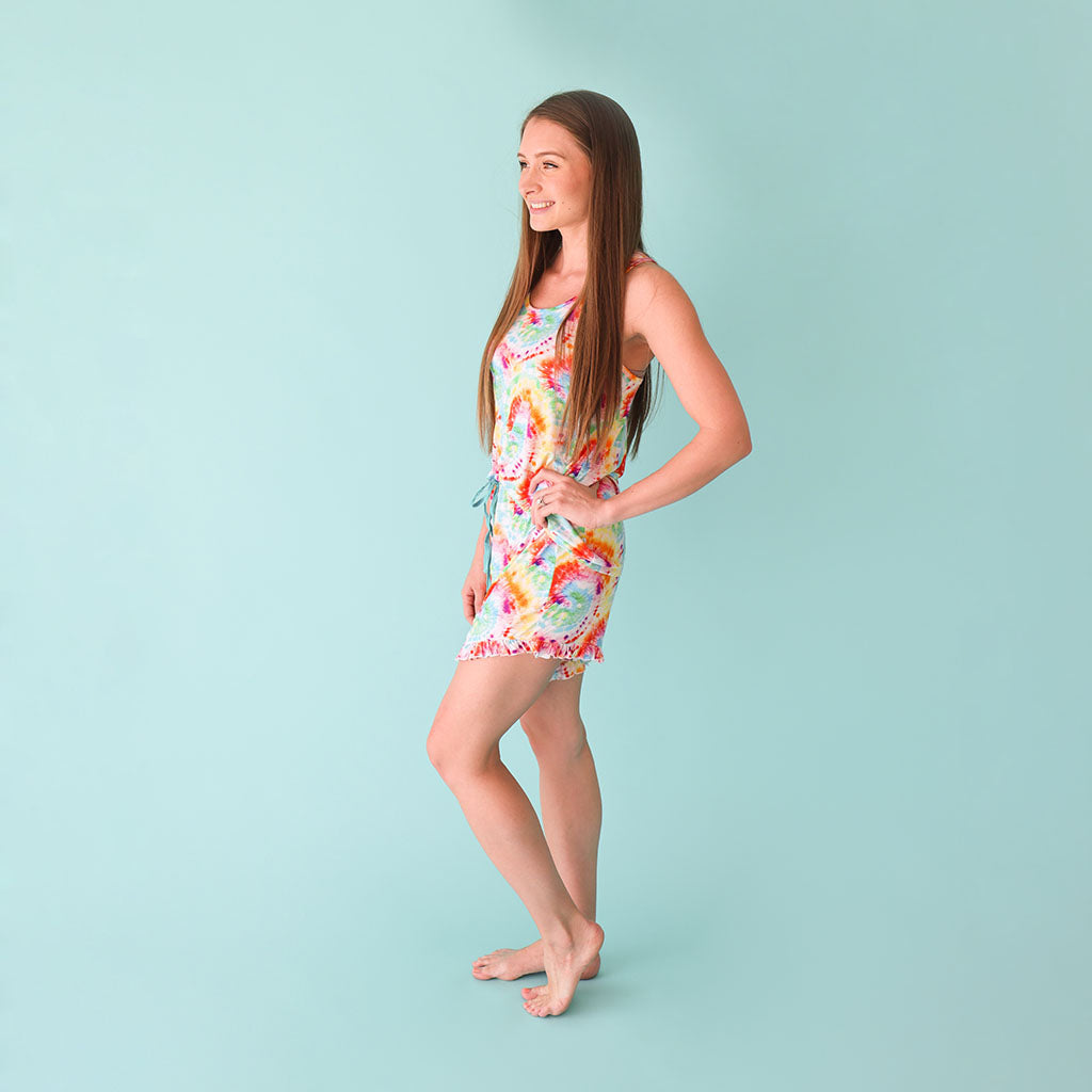 Totally Tie Dye Women's Tank Ruffled Short Set