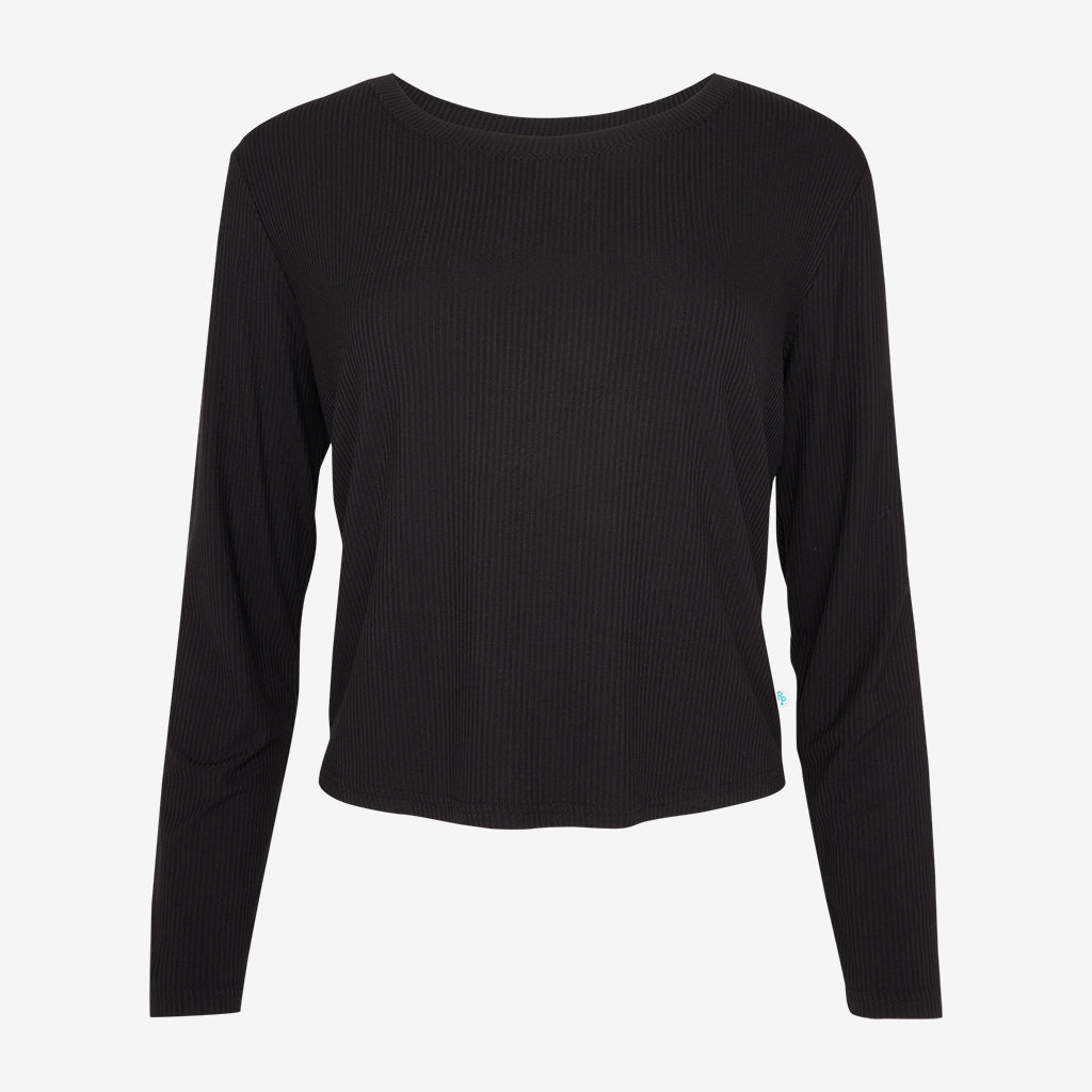 Black Ribbed Women's Scoop Tee