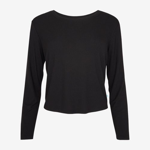 Black Ribbed Women's Scoop Tee