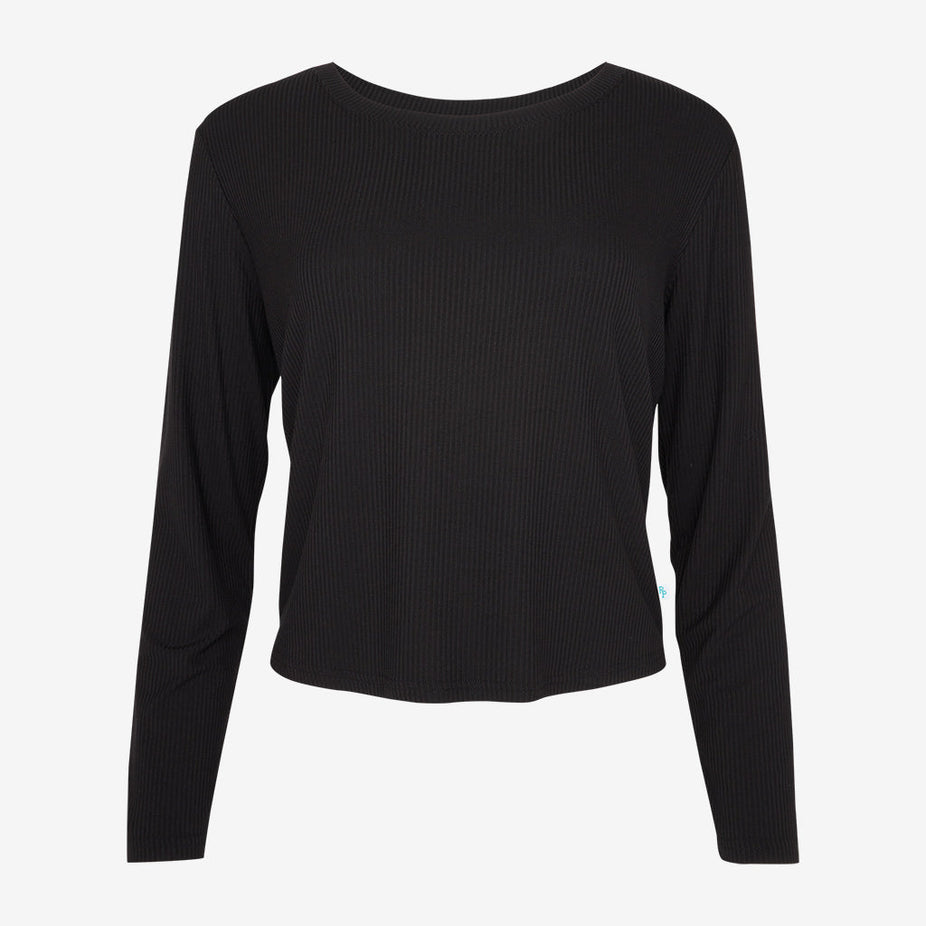 Black Ribbed Women's Scoop Tee