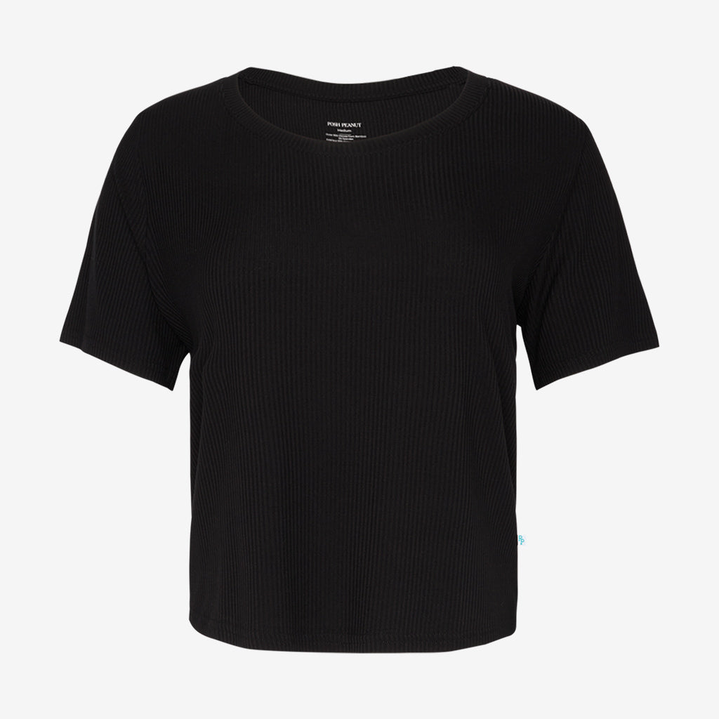 Black Ribbed Women’s Scoop Tee