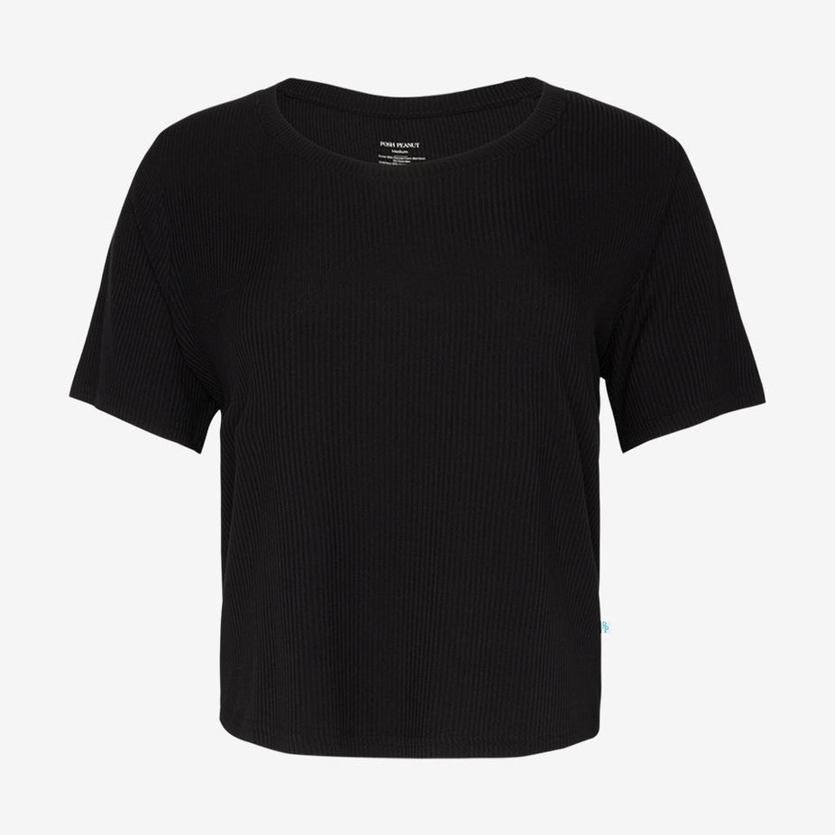 Black Ribbed Women’s Scoop Tee