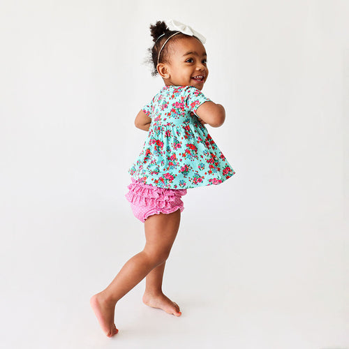 Adelina Short Sleeve Peplum Ruffled Bummie Set