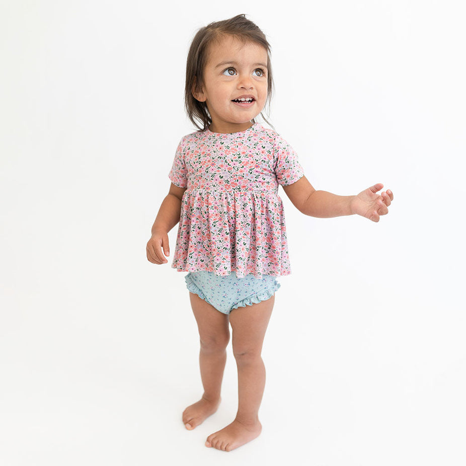 Liana Short Sleeve Peplum Ruffled Bummie Set