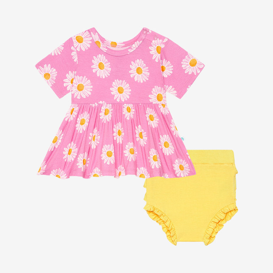 Quinn Short Sleeve Peplum Ruffled Bummie Set