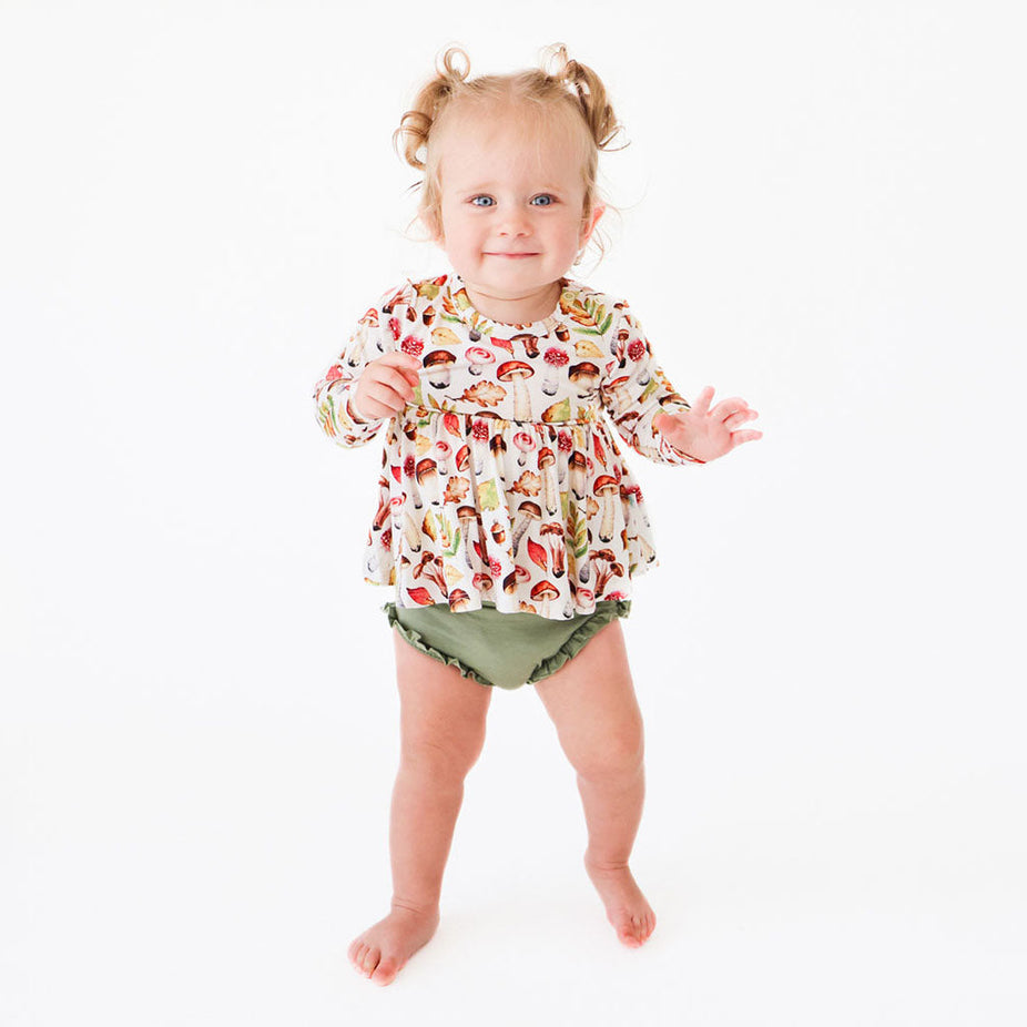 Alba Long Sleeve Peplum Ruffled Bummie Set